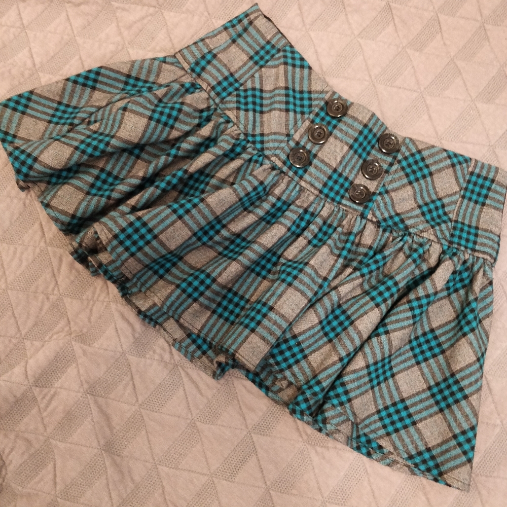 Candie's Y2K Blue and Gray Plaid Skirt